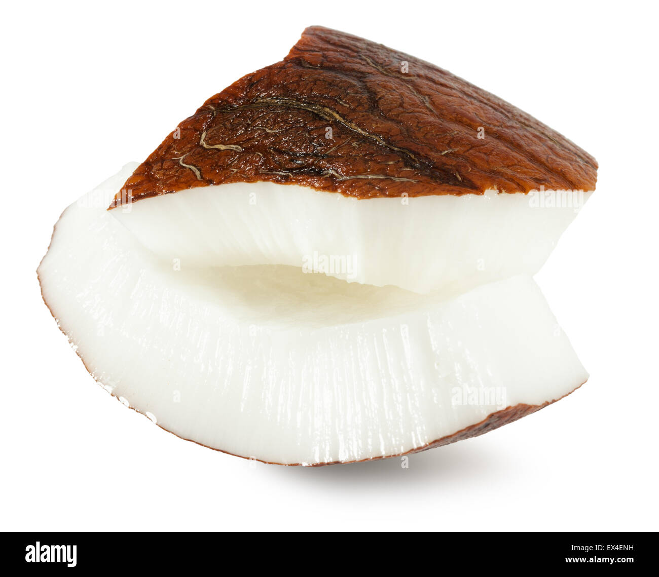 Kokosnuss-Scheiben isoliert auf weißem Hintergrund. Stockfoto