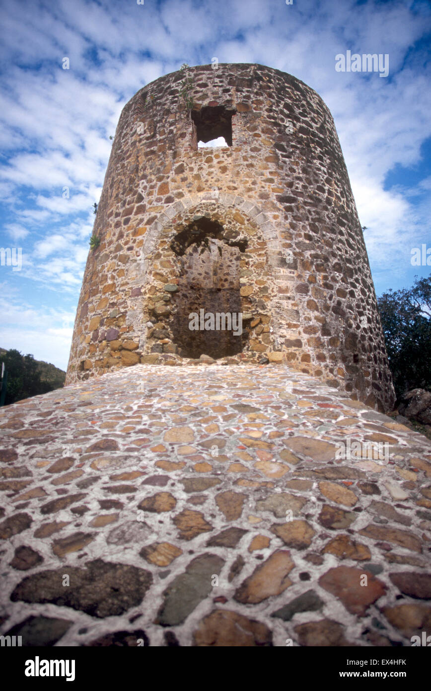 Karibik, Britische Jungferninseln, Tortola, Mt. Healthy National Park, Windmühle Ruinen Bestandteil einer Zuckerplantage aus dem 18. Jahrhundert Stockfoto