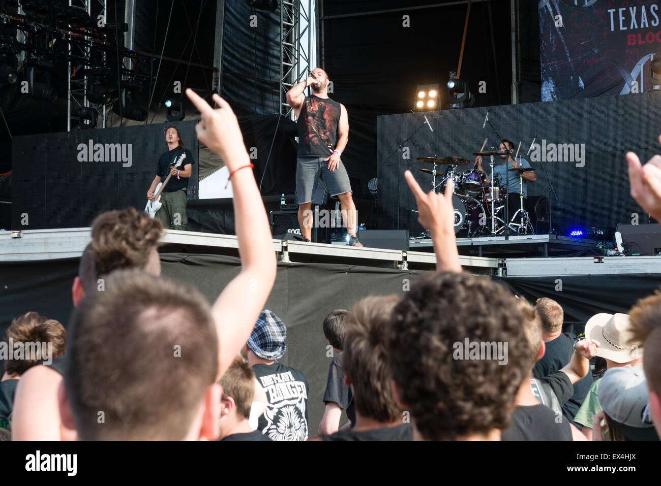 PIESTANY, Slowakei - 26 Juni: US-amerikanische Metalcore führt Band Texas im Juli auf Musikfestival Topfest in Piestany, Slowakei Stockfoto