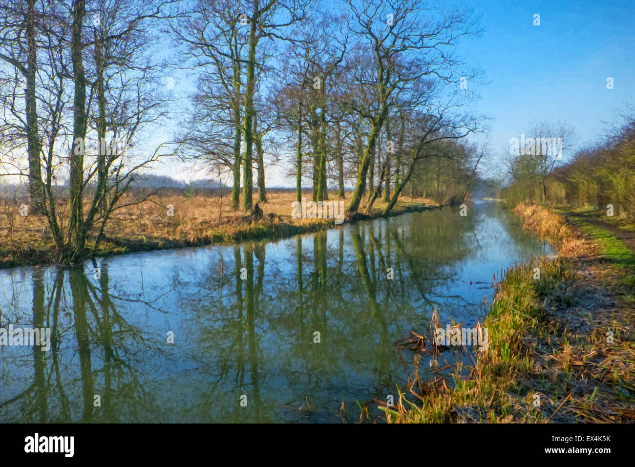 Digitale Kunstwerke des Grand Union Canal in Leicestershire Stockfoto