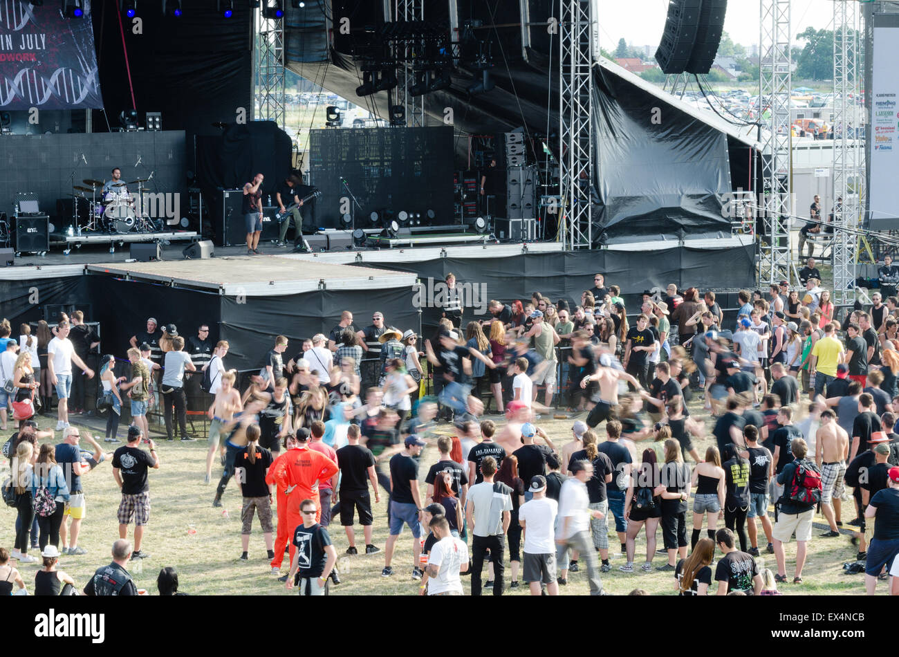 PIESTANY, Slowakei - 26. Juni 2015: US-amerikanische Metalcore führt Band Texas im Juli auf Musikfestival Topfest in Piestany Stockfoto