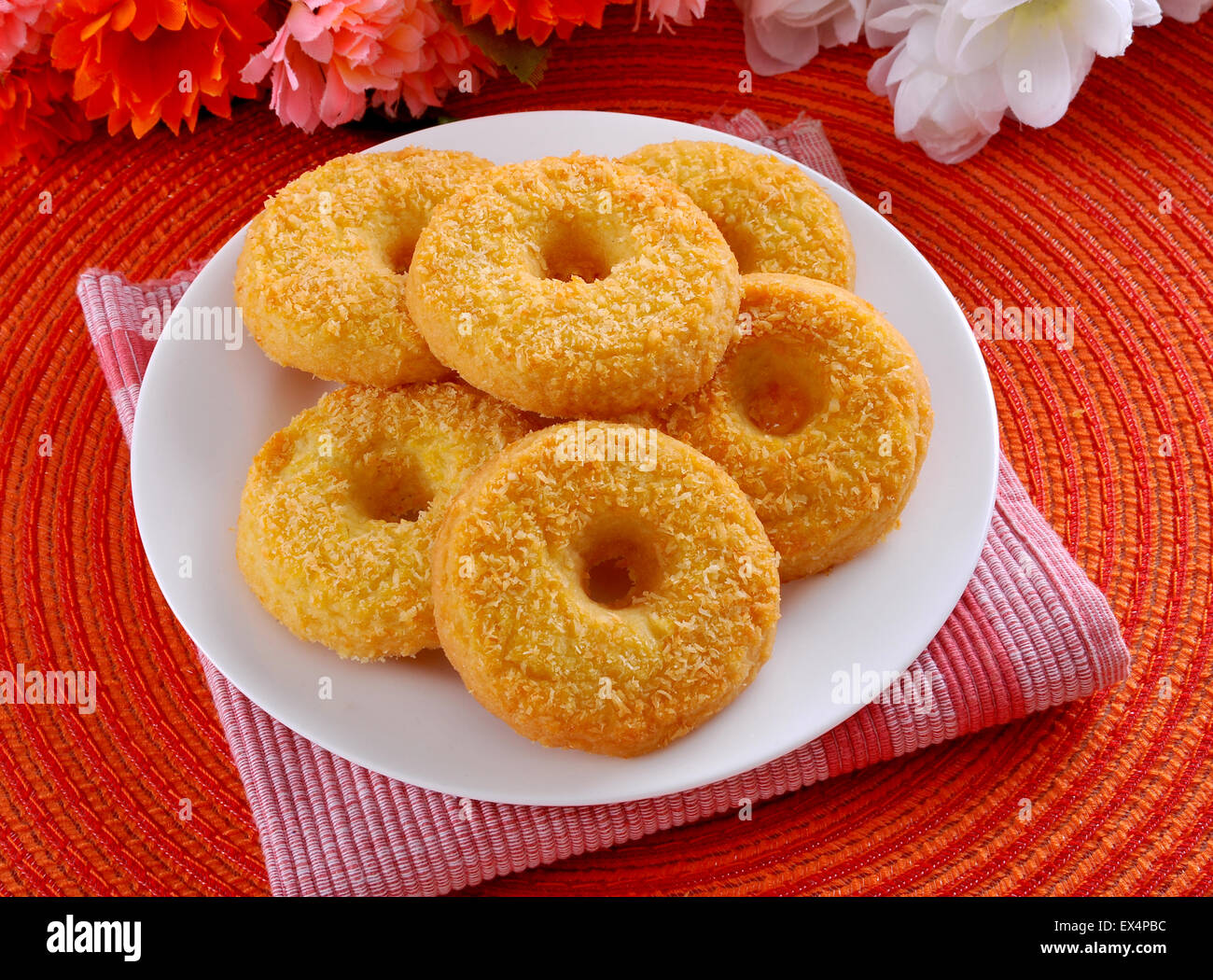 Kokos-Donut-Cookies Stockfoto