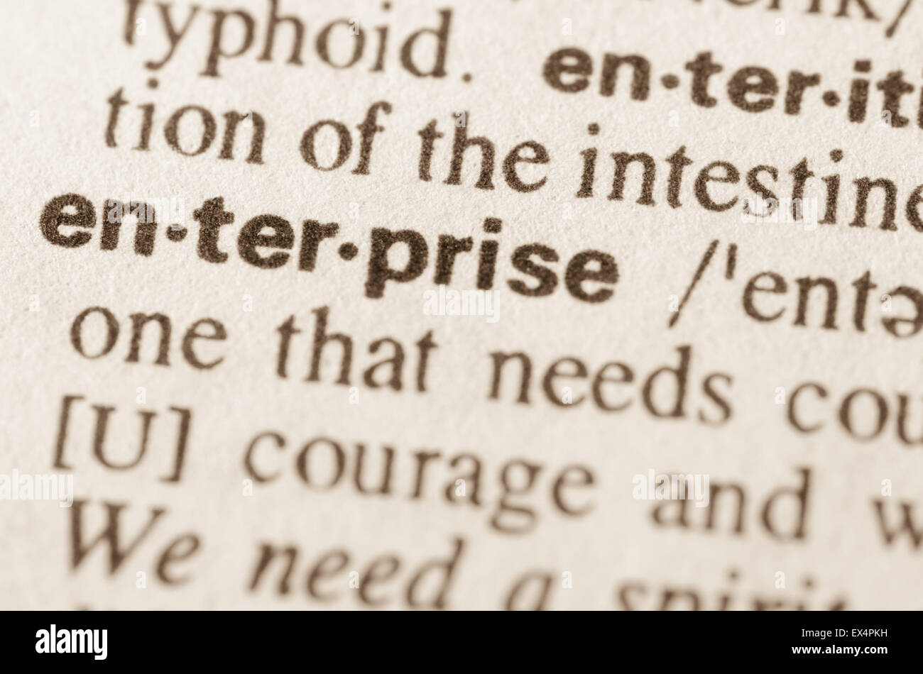 Definition von Enterprise Wort im Wörterbuch Stockfoto