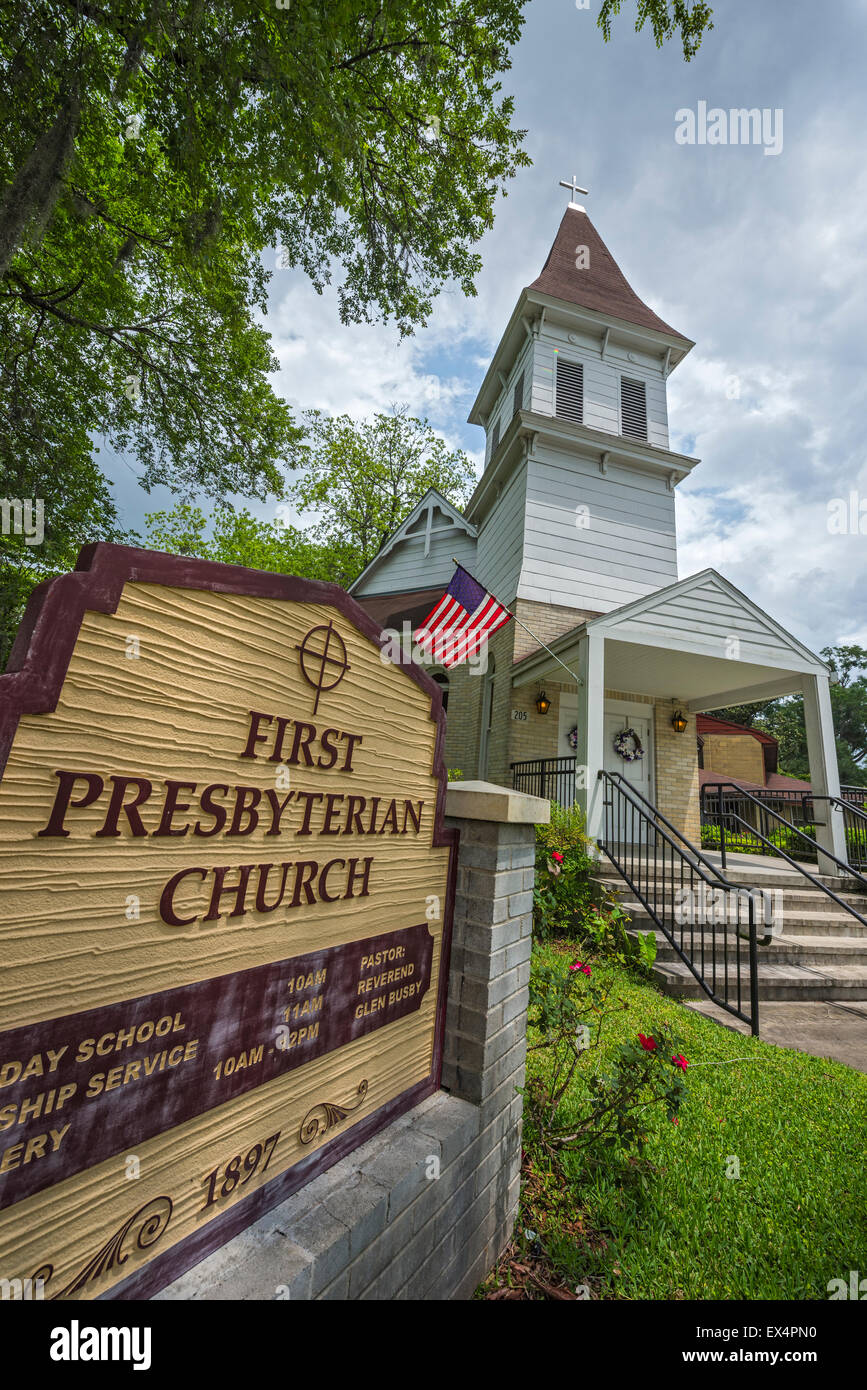 Erste Presbyterian Church of High Springs, Florida 1897 gegründet. Stockfoto