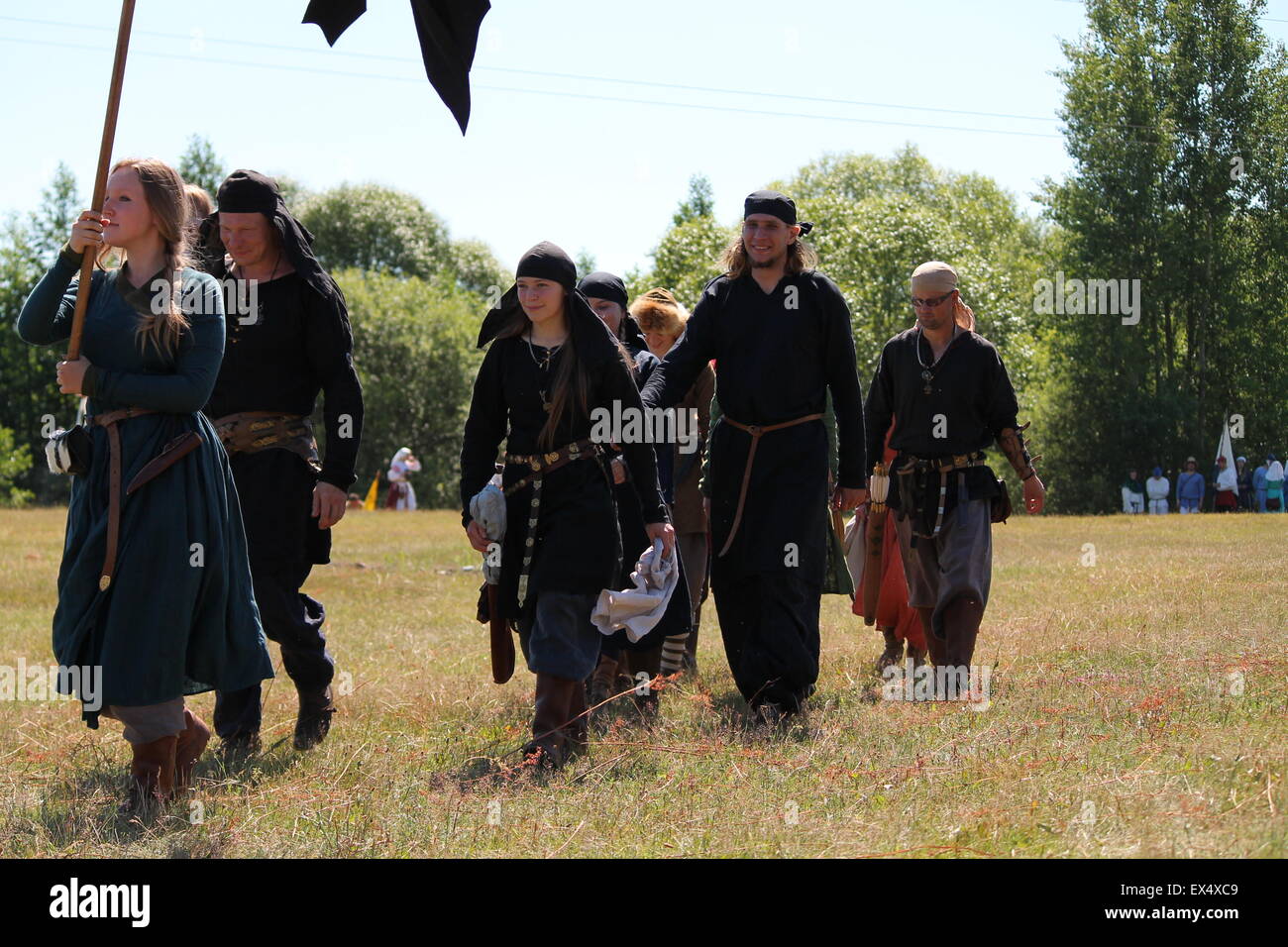 historische Bogenschützen Club am Festival der Ritter Kultur und Traditionen "Stolz von Ahn", 4.-5. Juli, Vileyka, 2015, Weißrussland Stockfoto