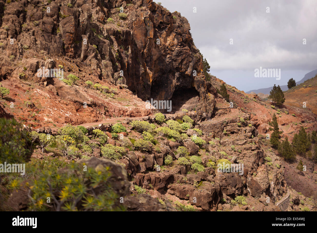 Wanderweg im Tal Valle Gran Rey, La Gomera, Kanarische Inseln, Spanien, Europa Stockfoto