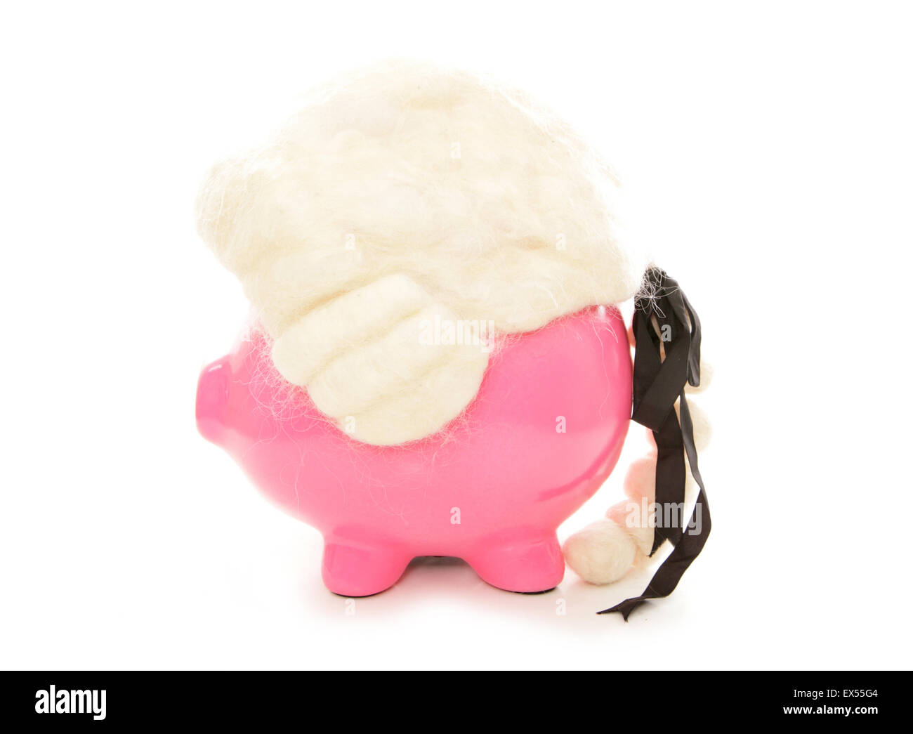 Piggy Bank tragen Richter Perücke Ausschnitt Stockfoto