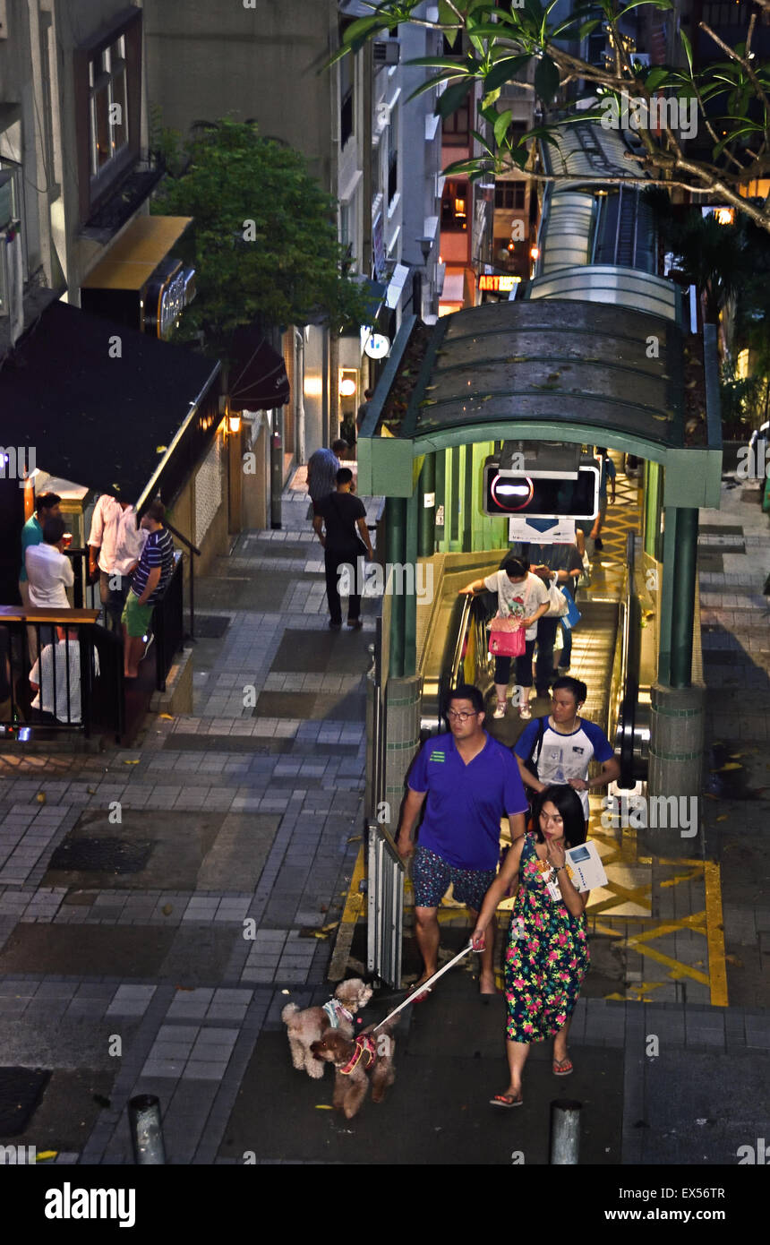 Die zentrale Mitte Ebenen Rolltreppe und Gehweg System in Hong Kong (am längsten im freien überdachten Rolltreppensystem in der Welt 800 Meter) Hong Kong Island (Central) China Chinesisch Stockfoto