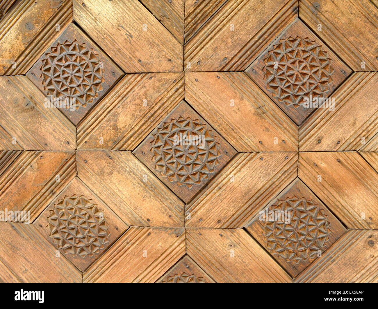 Alten quadratischen Muster aus Holz Textur Stockfoto