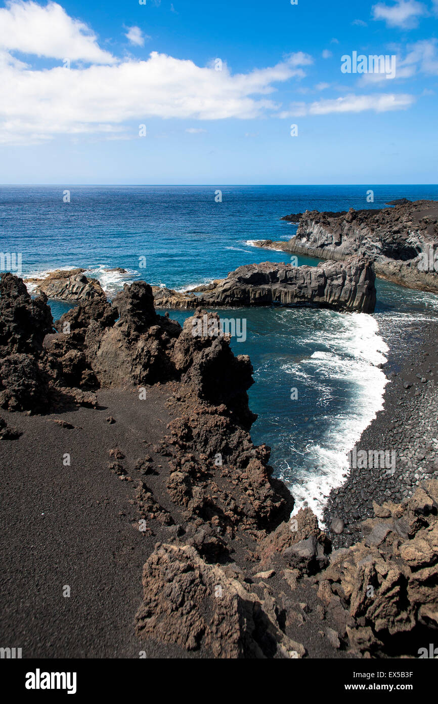 ESP, Spanien, die Kanaren Insel La Palma, erstarrte Lava des Vulkans San Antonio an der Küste in der Nähe von Fuencaliente. Stockfoto