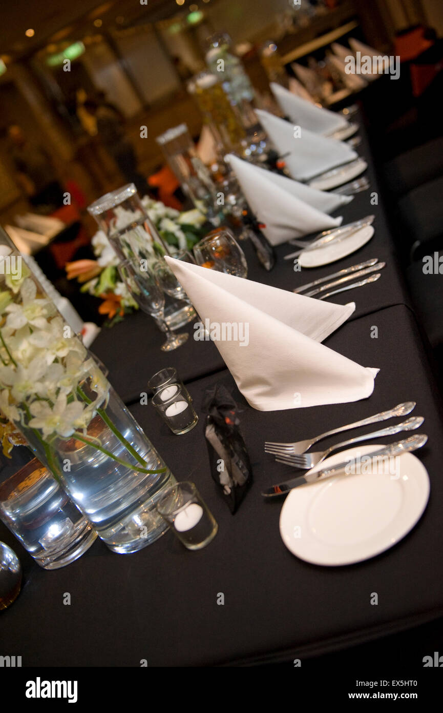 Hochzeits Tisch bei der Hochzeitsfeier Stockfoto
