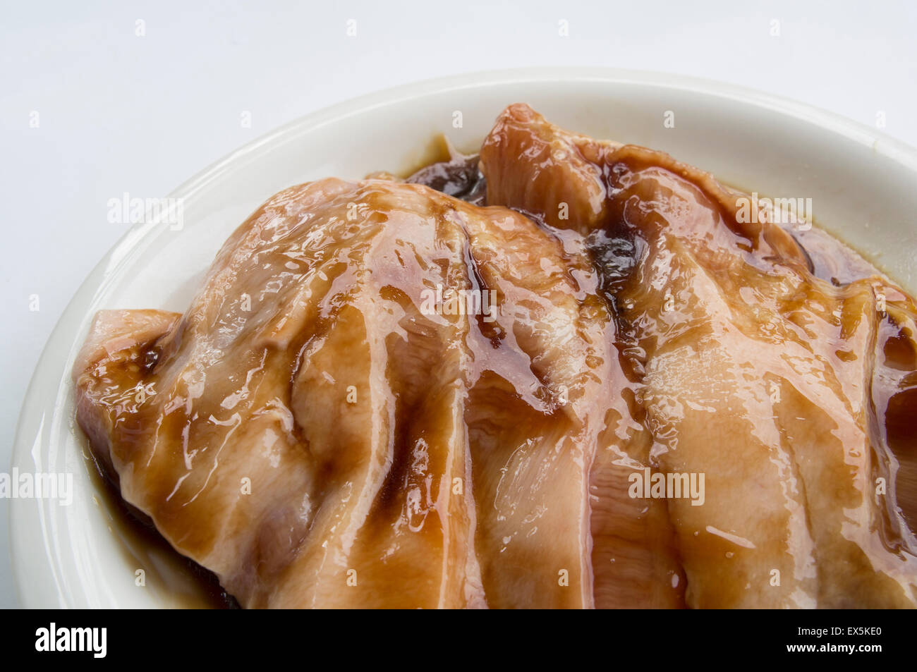 Schweinekotelett Fleisch Lende rohes frisches Fett Abendessen Filet Braten Stockfoto