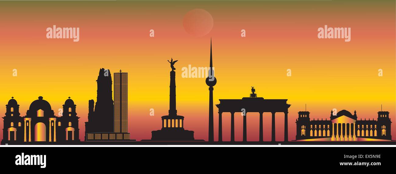 Skyline mit Wahrzeichen der Stadt berlin Stock Vektor