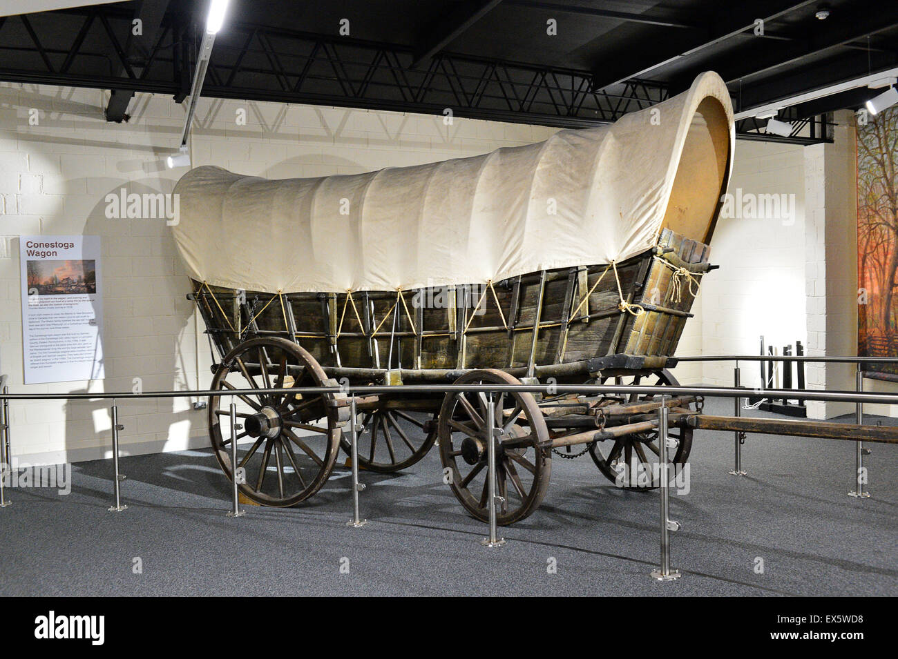 Conestoga Planwagen auf dem Display an der Ulster American Folk Park