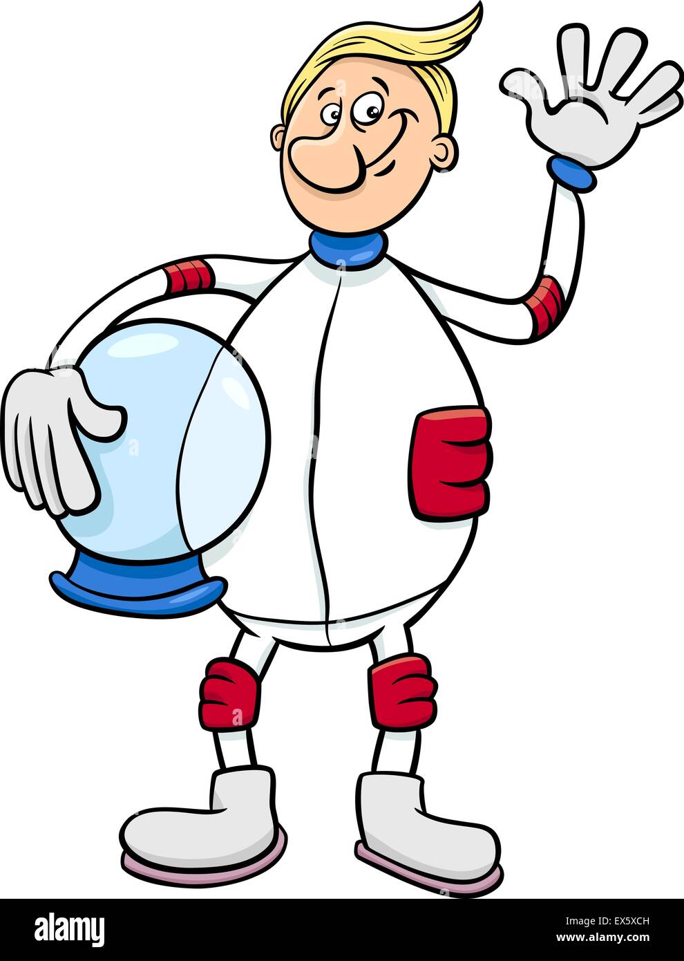 Cartoon-Illustration von Spaceman oder Astronauten im Raumanzug Stock Vektor