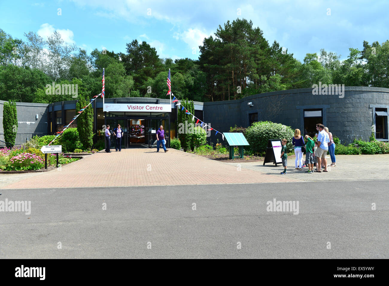 Eingang der Ulster American Folk Park, Omagh, Grafschaft Tyrone, Nordirland Stockfoto