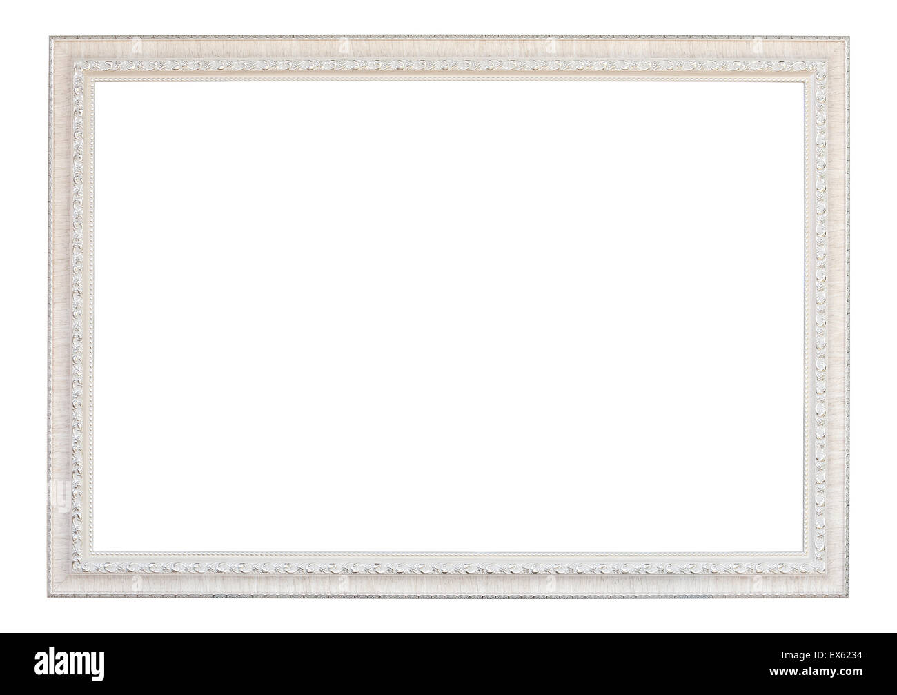 Vintage weißen Holzrahmen auf weißem Hintergrund (mit Clipping-Pfad) Stockfoto