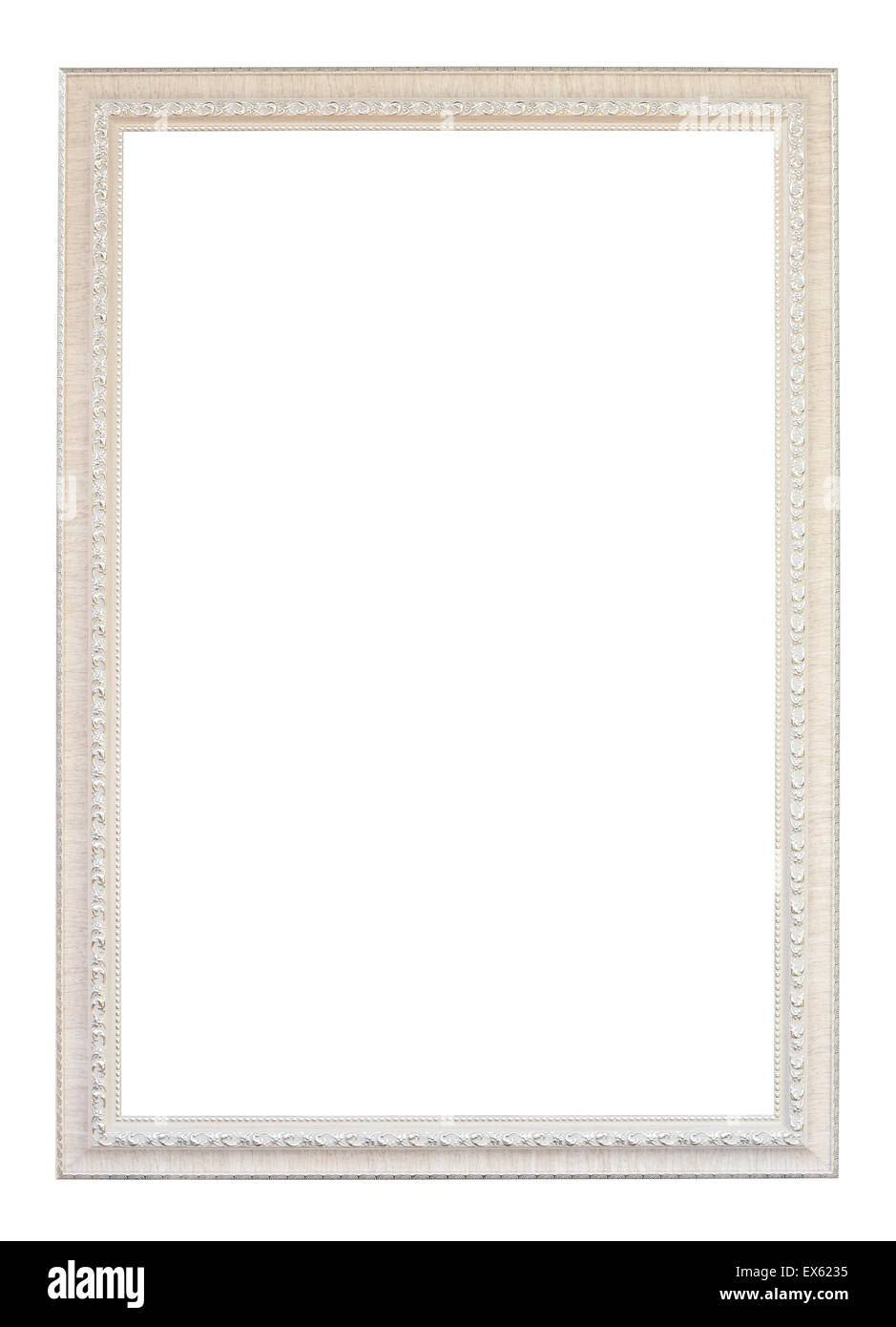 Vintage weißen Holzrahmen auf weißem Hintergrund Stockfoto
