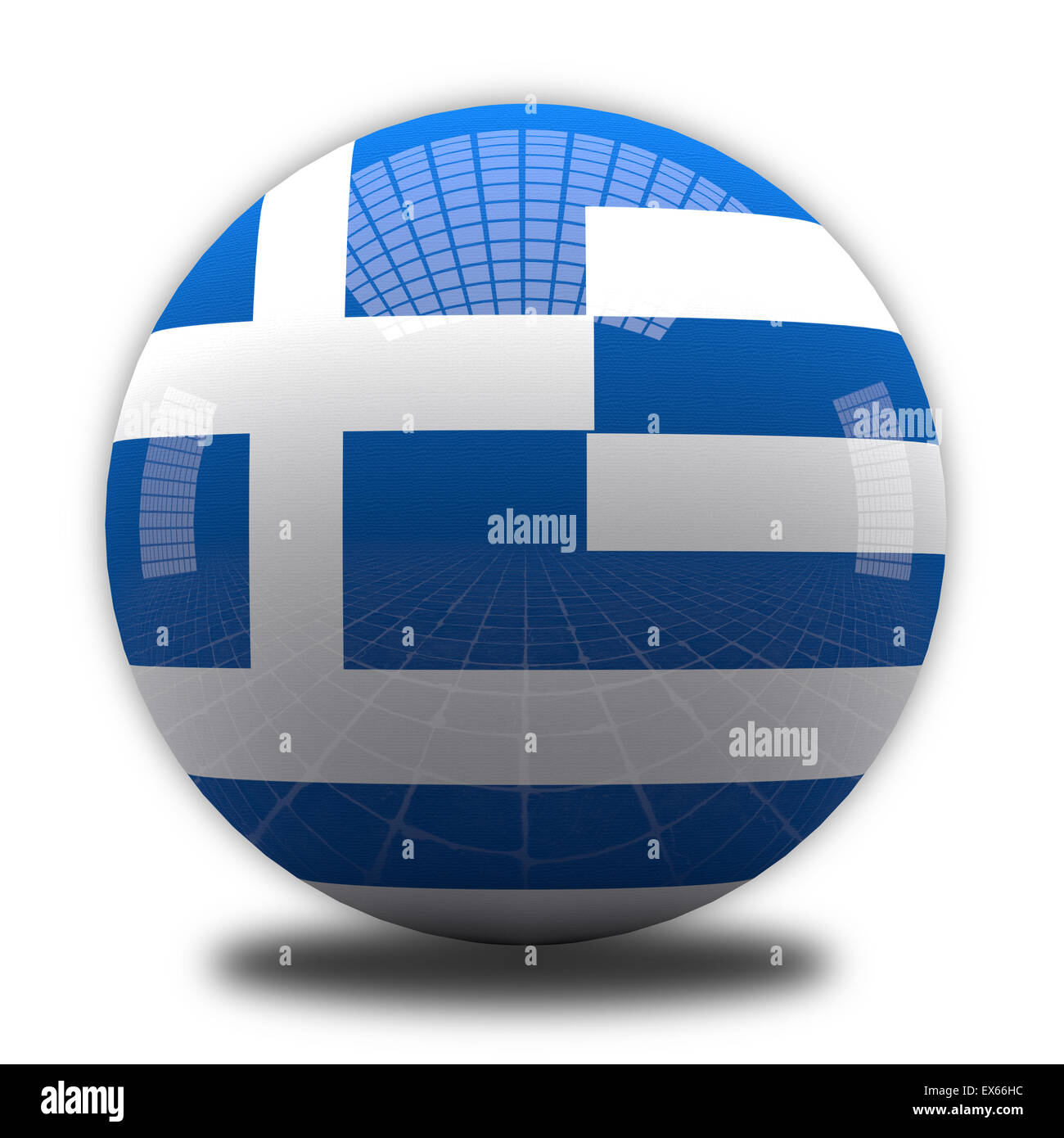 3D-Rendering einer griechischen Flagge auf einer Kugel Stockfoto