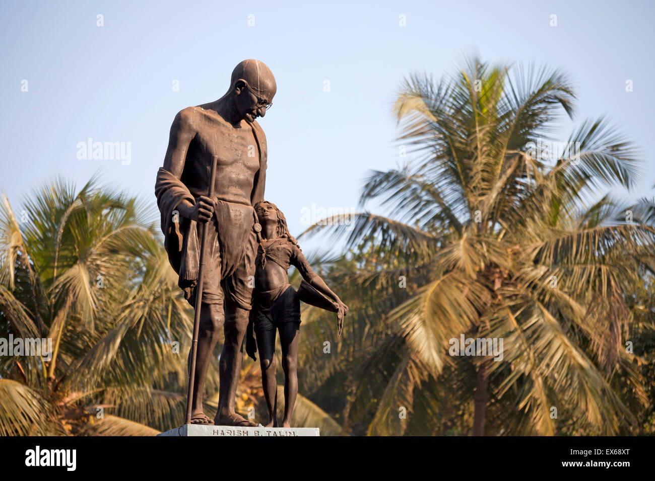 Mahatma Gandhi-Statue, Velha Goa oder Old Goa, in der Nähe von Panaji oder Panjim, Goa, Indien Stockfoto