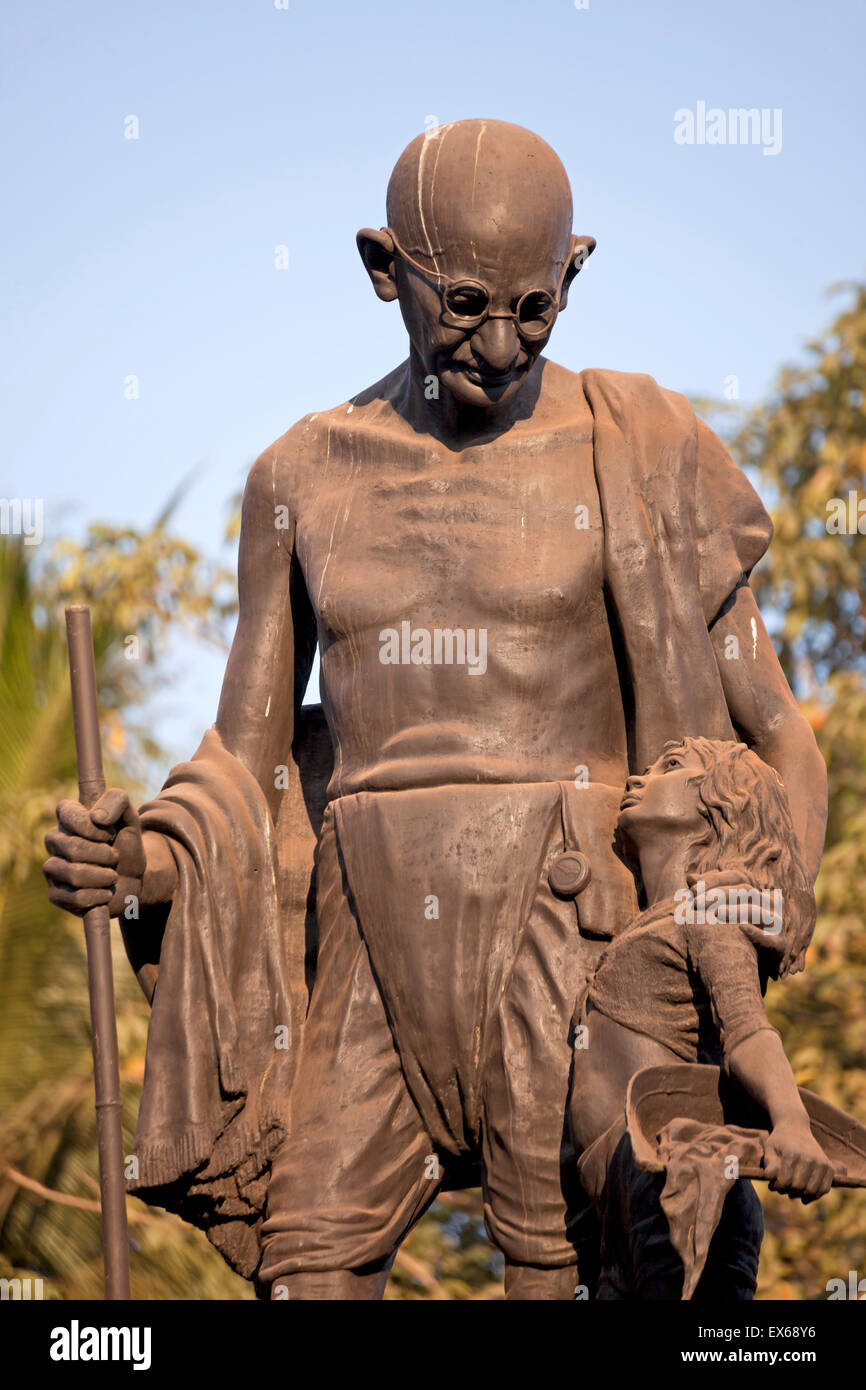 Mahatma Gandhi-Statue, Velha Goa oder Old Goa, in der Nähe von Panaji oder Panjim, Goa, Indien Stockfoto