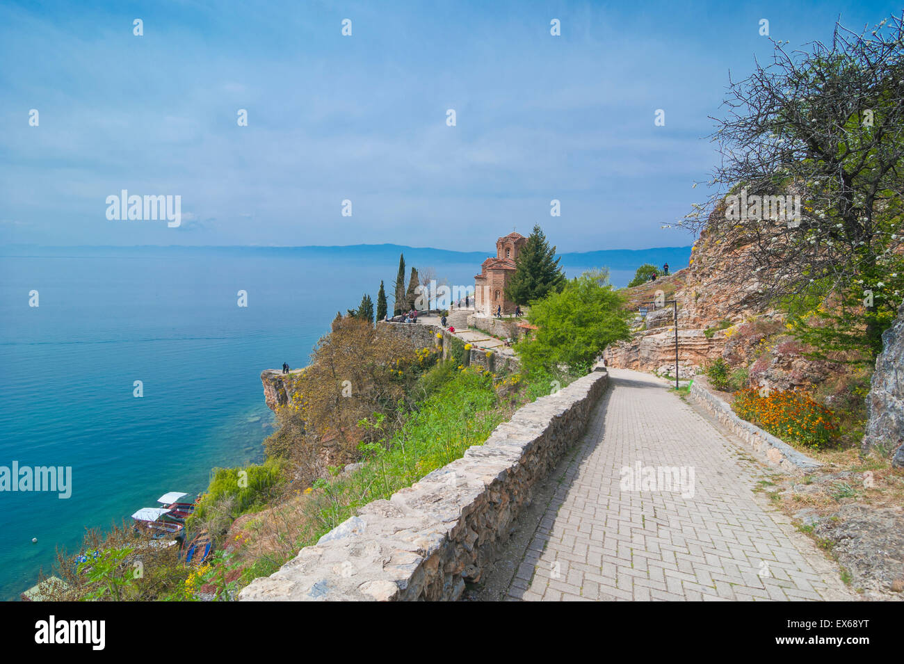 Kirche des Hl. Johannes bei Kaneo, UNESCO-Weltkulturerbe am Ohridsee, Ohrid, Mazedonien Stockfoto