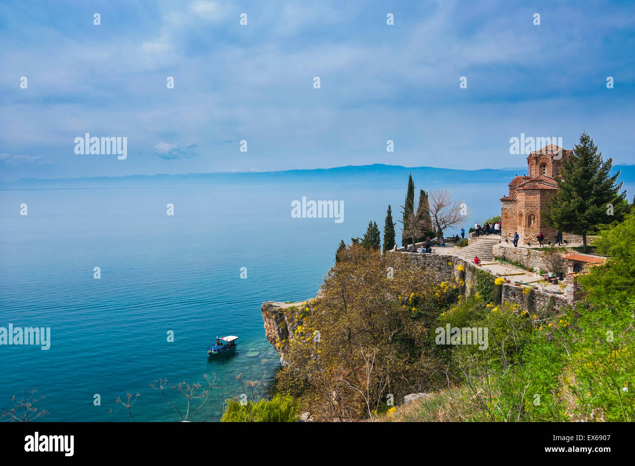 Kirche des Hl. Johannes bei Kaneo, UNESCO-Weltkulturerbe am Ohridsee, Ohrid, Mazedonien Stockfoto