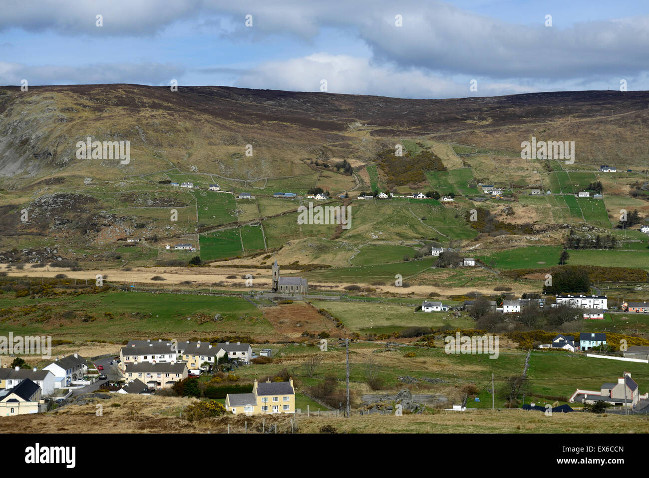 Glencolmcille Dorf Donegal Landschaft landschaftlich Tourismus übersehen Sicht RM Irland Stockfoto