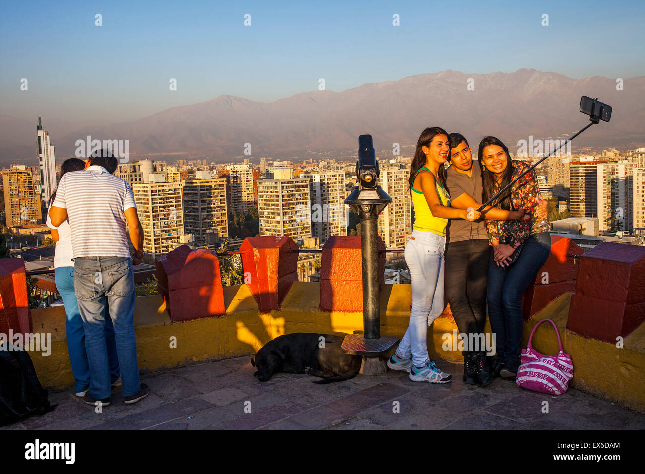 Oberseite des Cerro Santa Lucia, Park, Lastarria Nachbarschaft, Santiago. Chile. Stockfoto