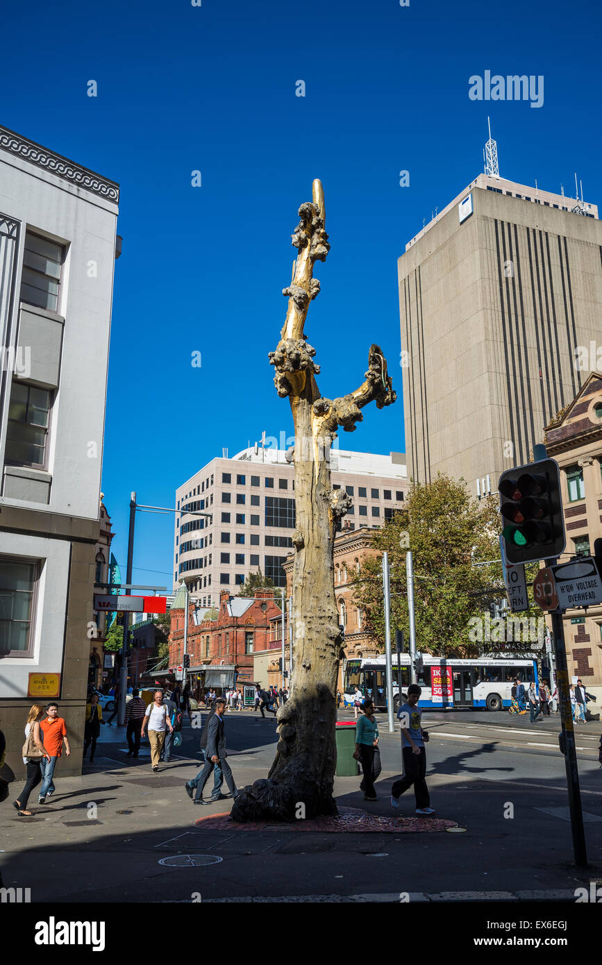 Goldene Wasser Mund Skulptur, Chinatown, Sydney, Australien Stockfoto