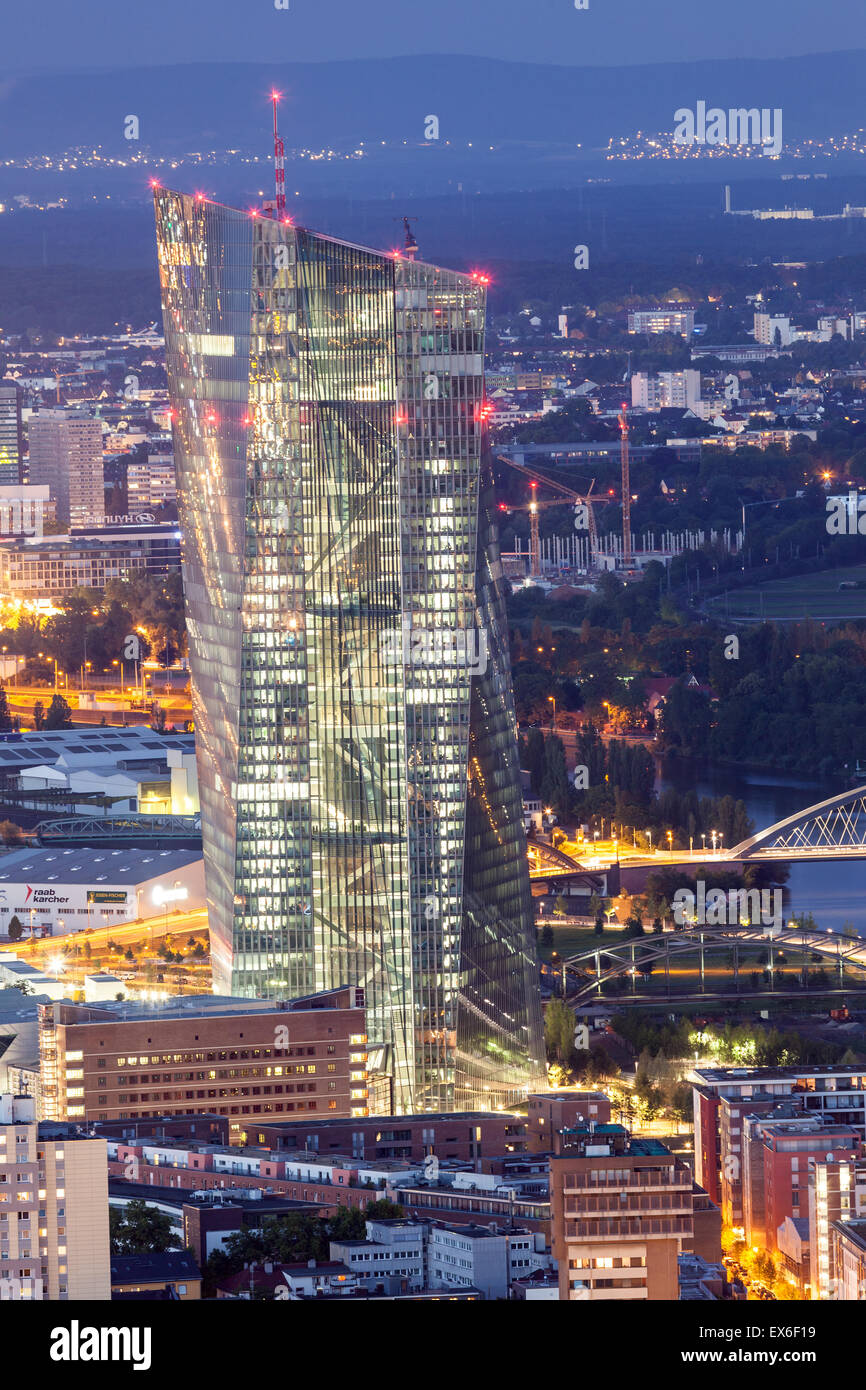 Die Europäische Zentralbank-Wolkenkratzer in der Stadt Frankfurt Main, Deutschland Stockfoto