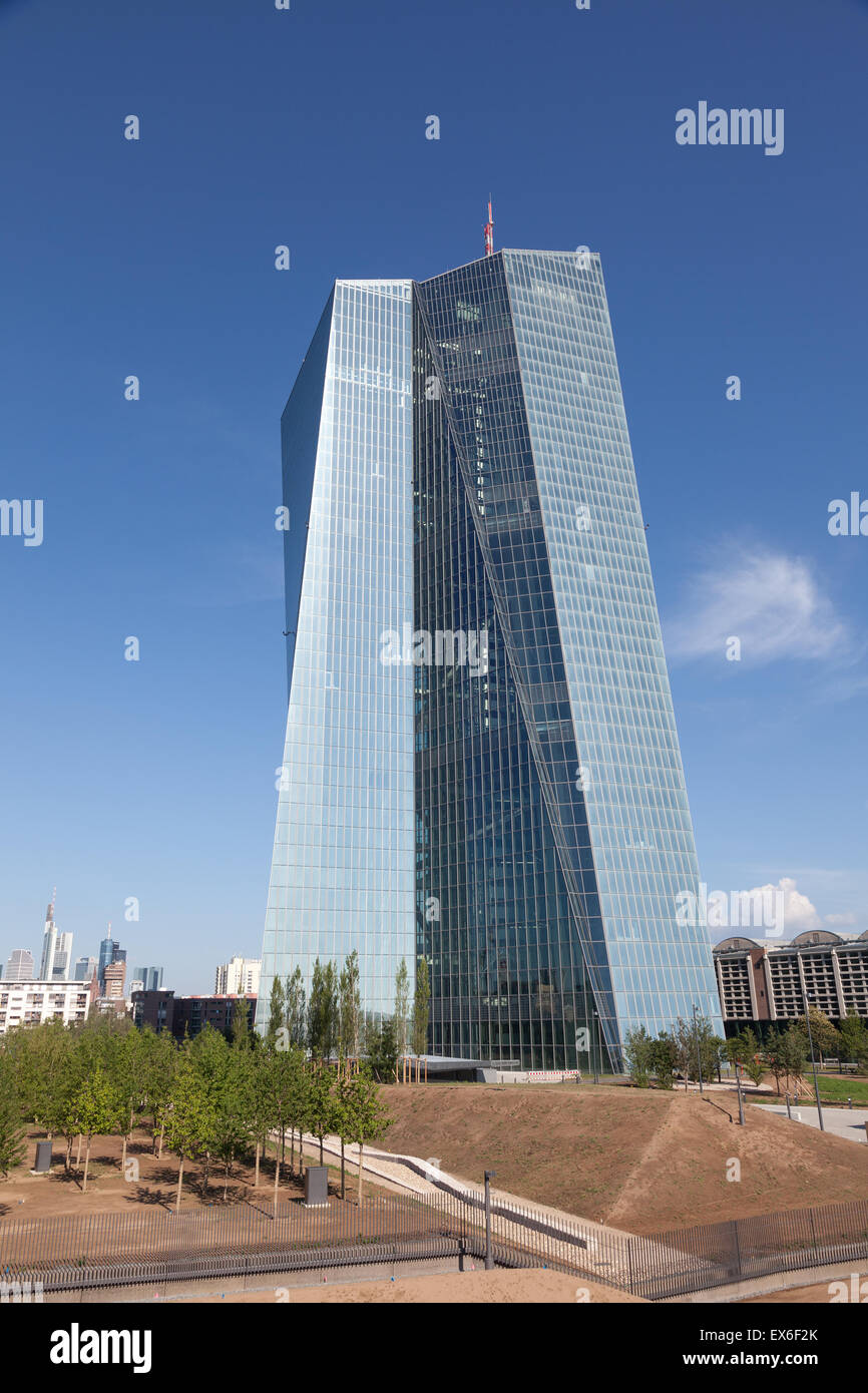 Die Europäische Zentralbank-Wolkenkratzer in der Stadt Frankfurt Main, Deutschland Stockfoto