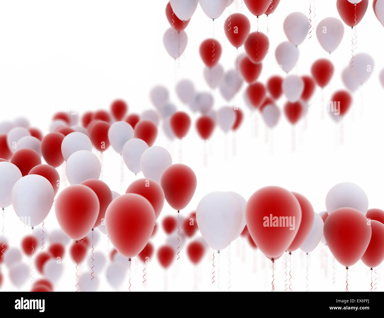 Party Luftballons rot und weiß auf weißem Hintergrund isoliert Stockfoto