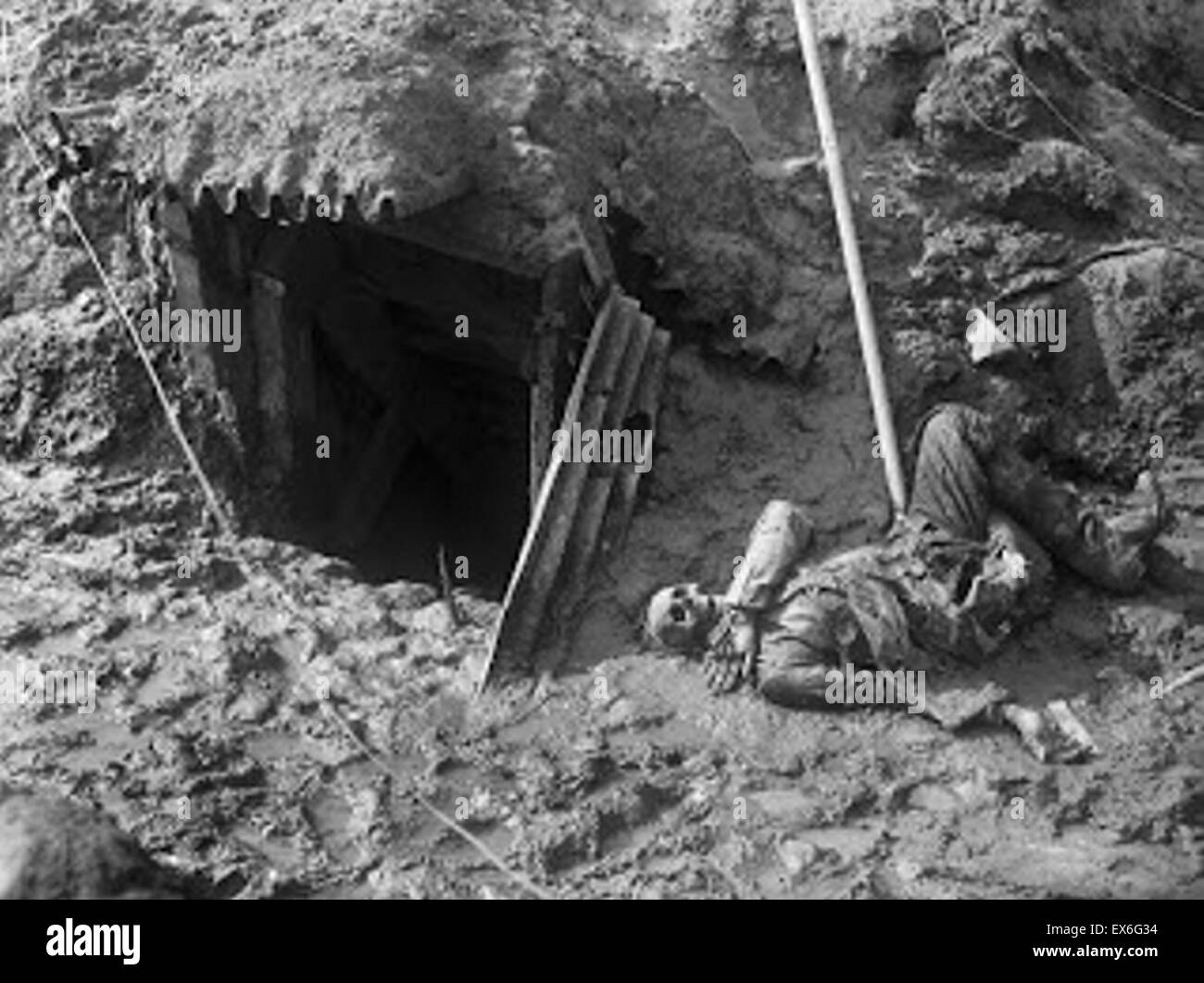 Skelett eines deutschen Soldaten am Beaumont-Hamel Welt Krieg ein 1915 Stockfoto