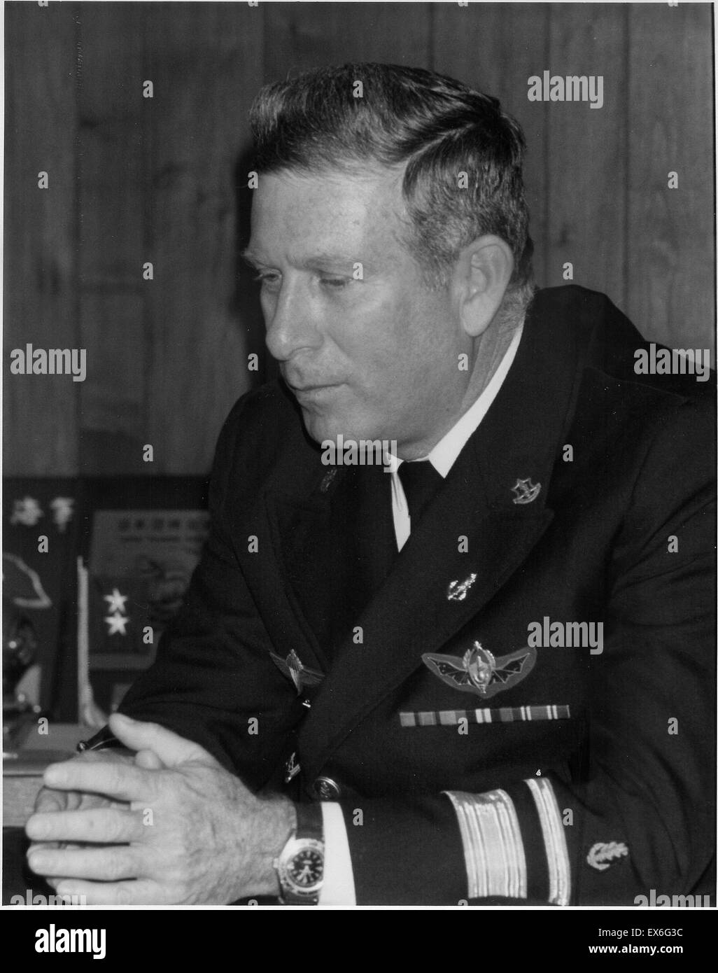 Zeev Almog (1935-1995)., war der Oberbefehlshaber (C.I.C) der israelischen Marine von 1979 bis 1985. Auch war er General Manager der Israel Werften von 1986 bis 1995. Stockfoto