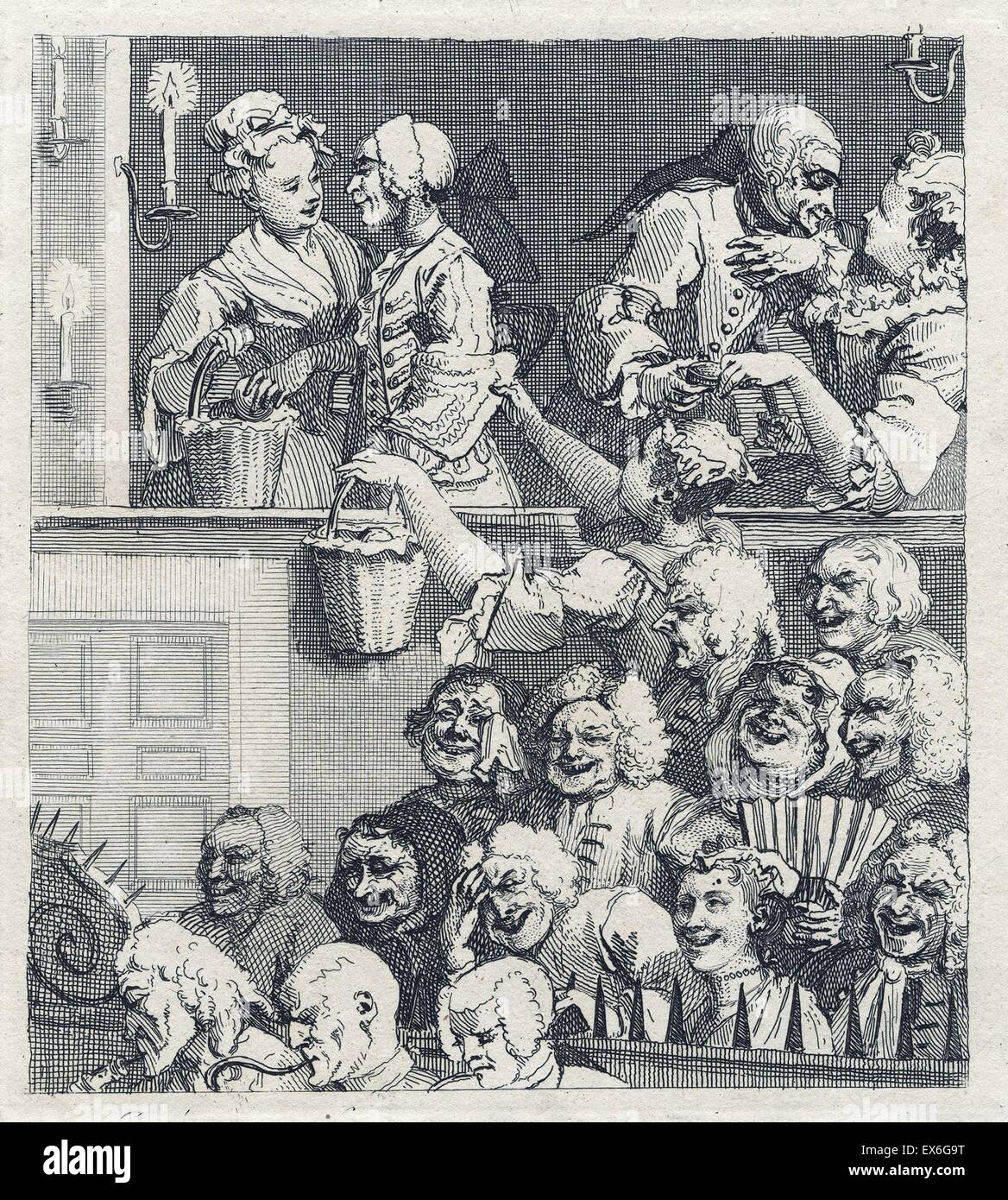 William Hogarth 'Publikum lachen' A achtzehnten Jahrhundert Theater in London 1735 Stockfoto