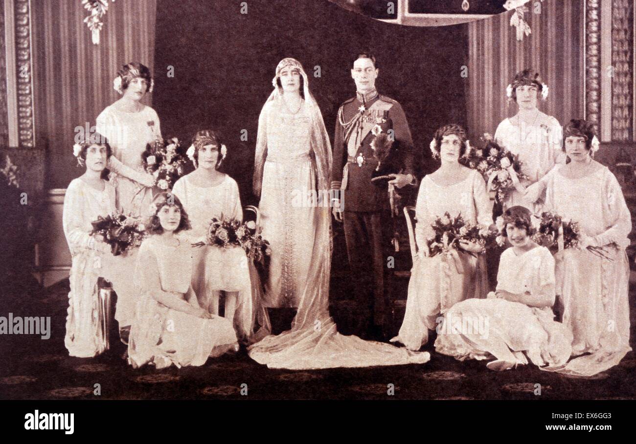 Hochzeit von Prinz Albert später König George VI von England, Elizabeth Bowes-Llyon (später Queen Consort. 1923 Stockfoto