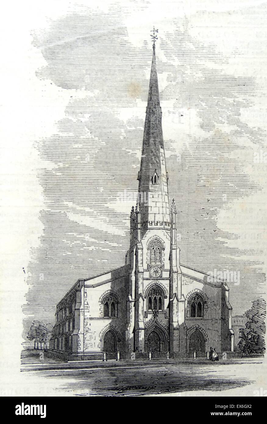 Gravur, Darstellung St Pauls Gebietskirche, Onslow-Square, South Kensington. Vom 1860 Stockfoto