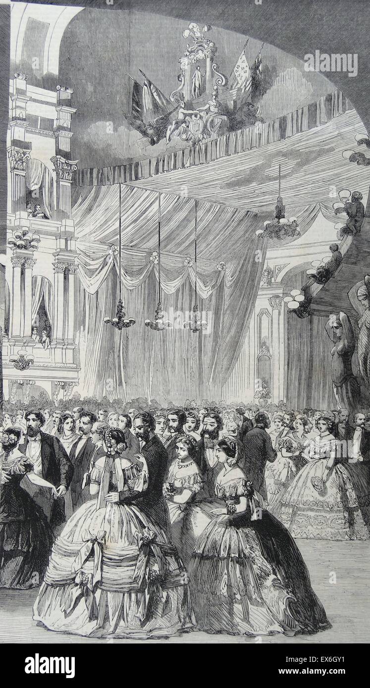 Gravur Darstellung eines formalen Balls mit der Prince Of Wales anwesend. Vom 1860 Stockfoto