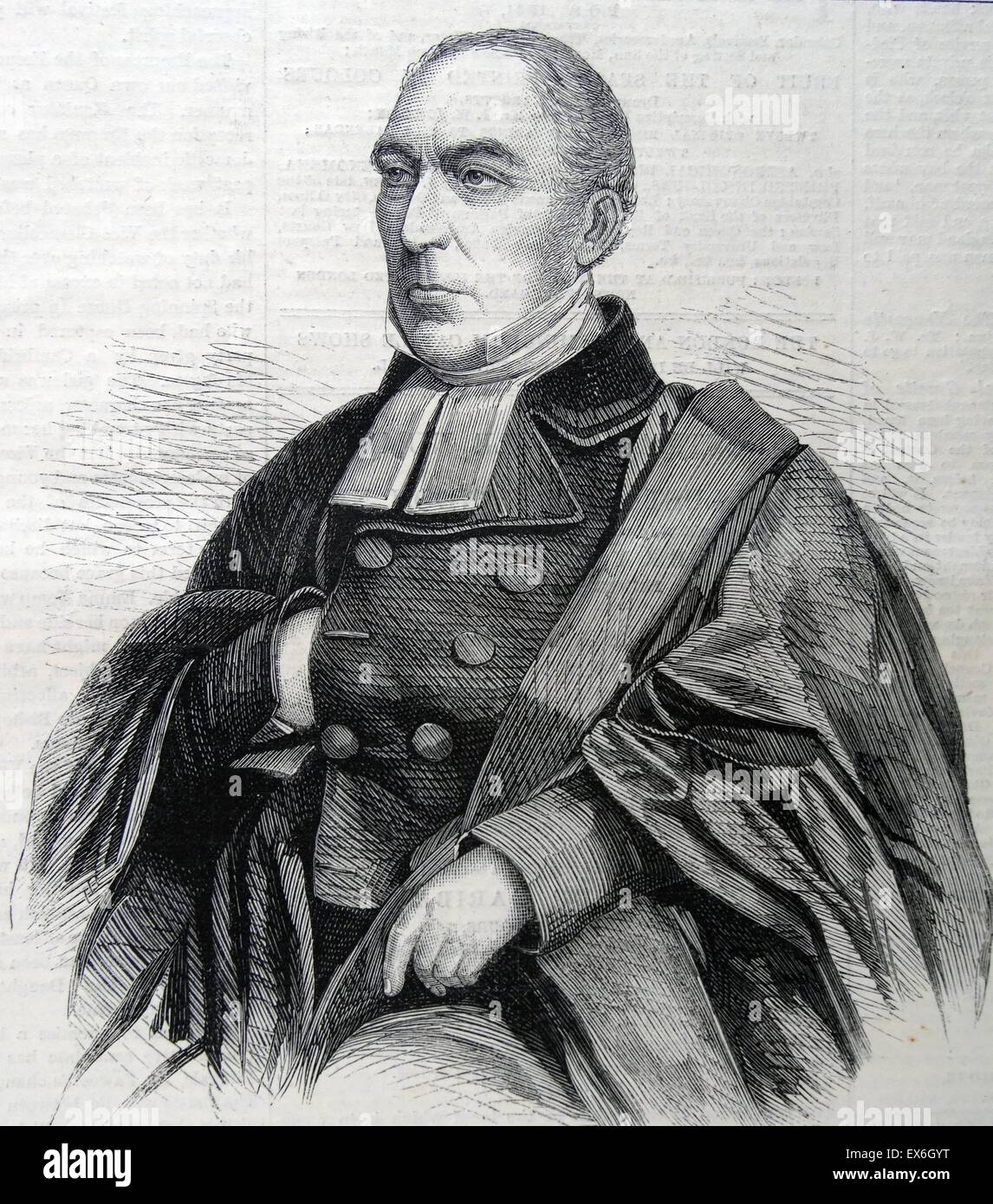 Kupferstich von Reverend George Croly (1780-1860), ein irischer Dichter, Schriftsteller, Historiker und anglikanischer Priester. Vom 1860 Stockfoto