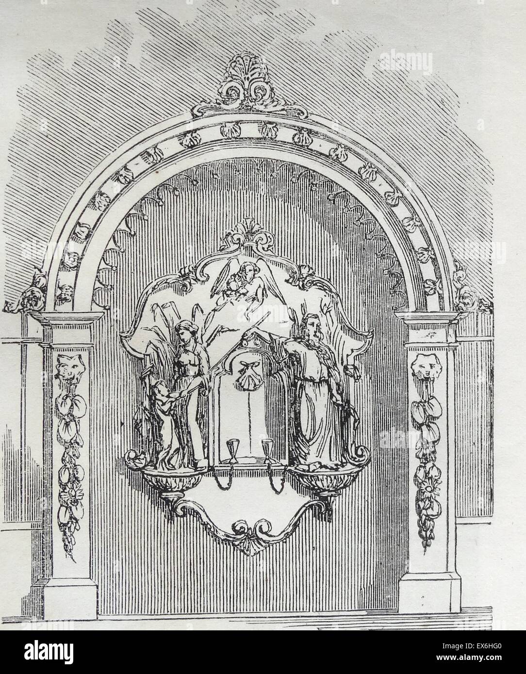 Darstellung des Trinkwasser-Brunnens in Bishopsgate Gravur. Vom 1860 Stockfoto