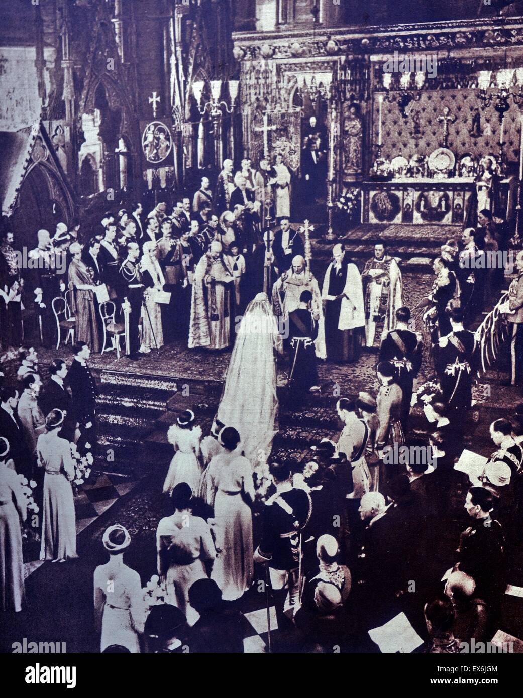 Herzog und Herzogin von Kent heiraten in der Westminster Abbey in London 1934 Stockfoto