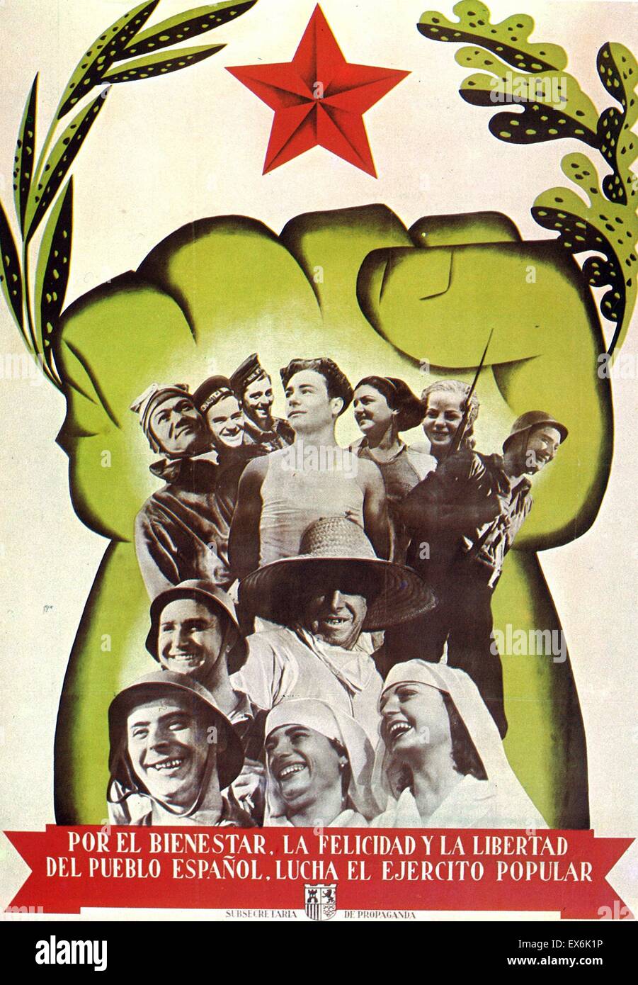 Spanischer Bürgerkrieg republikanischen Plakat 1937 Stockfoto