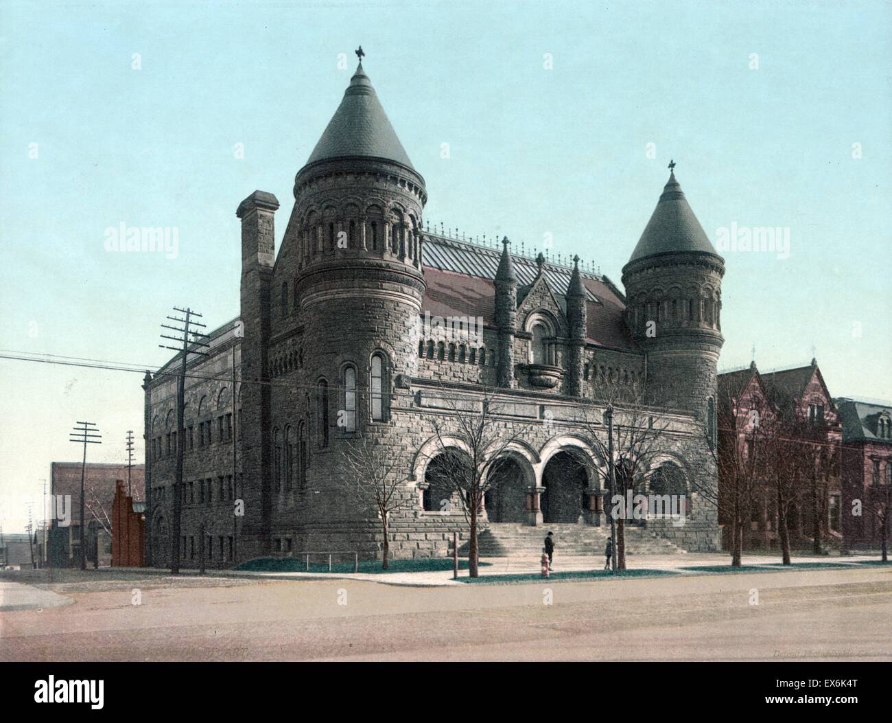 Farbfoto des ursprünglichen Detroit Museum of Art. Das Museum wurde nach 40 Jahren das Detroit Institute of Arts. Datiert 1900 Stockfoto