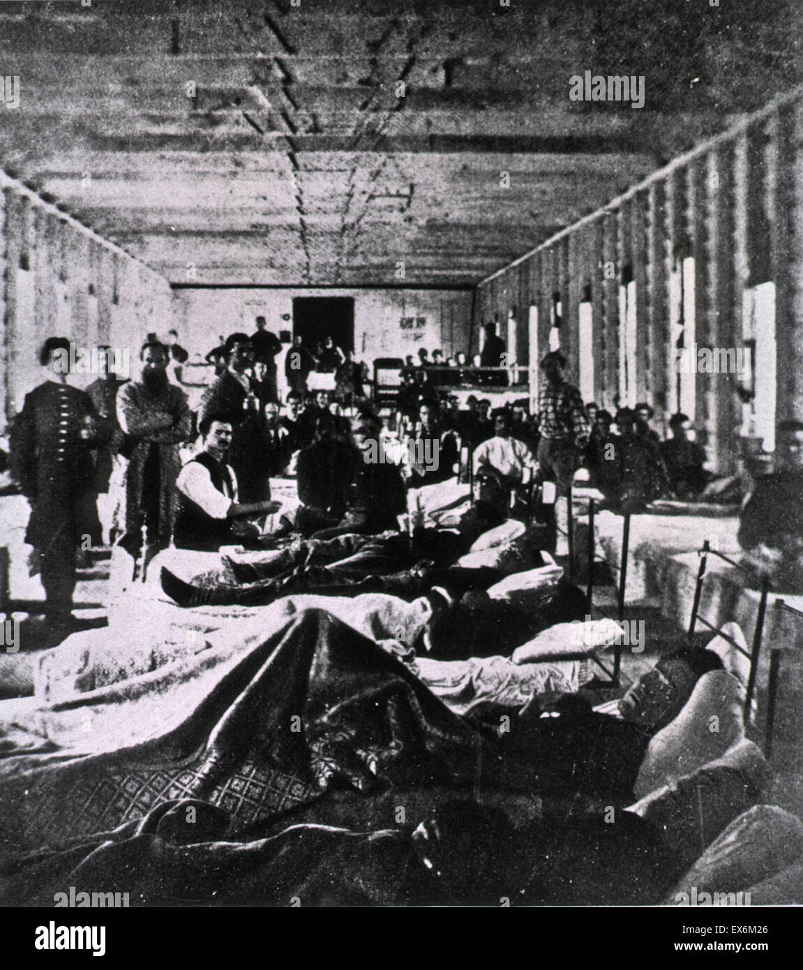 Krankenstation in einem Rekonvaleszenten Lager in Alexandria, VA, 1860s1862 Stockfoto