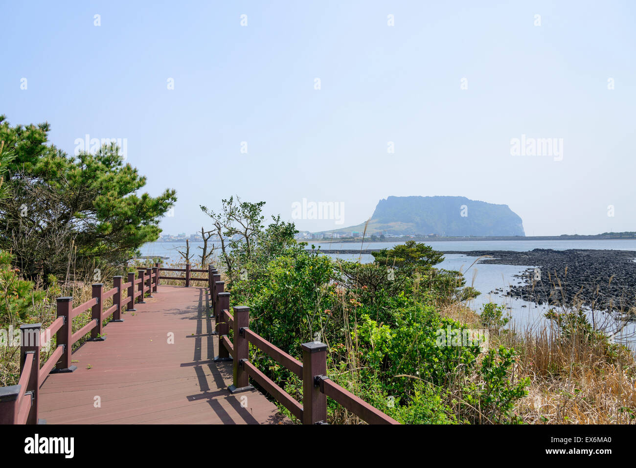 Landschaft der Olle Cours Nr. 2 in Insel Jeju, Korea. Olle besticht durch trekking Kurse entlang der Küste von Jeju Insel erstellt. Stockfoto