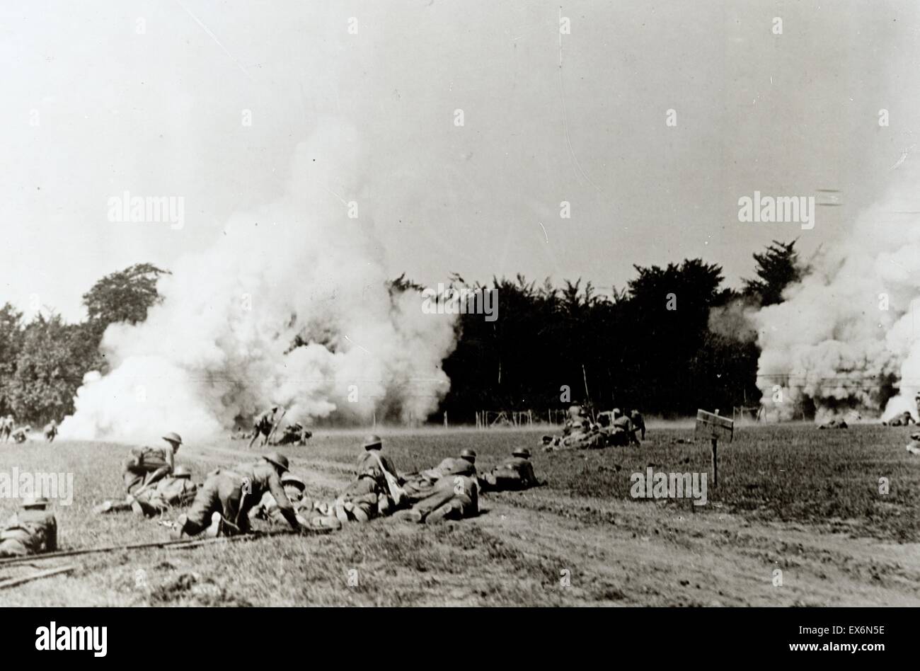 Foto der 326th Infanterie, 82. Division voran auf feindliche Stellungen in Choloy, Frankreich. Vom Jahre 1918 Stockfoto