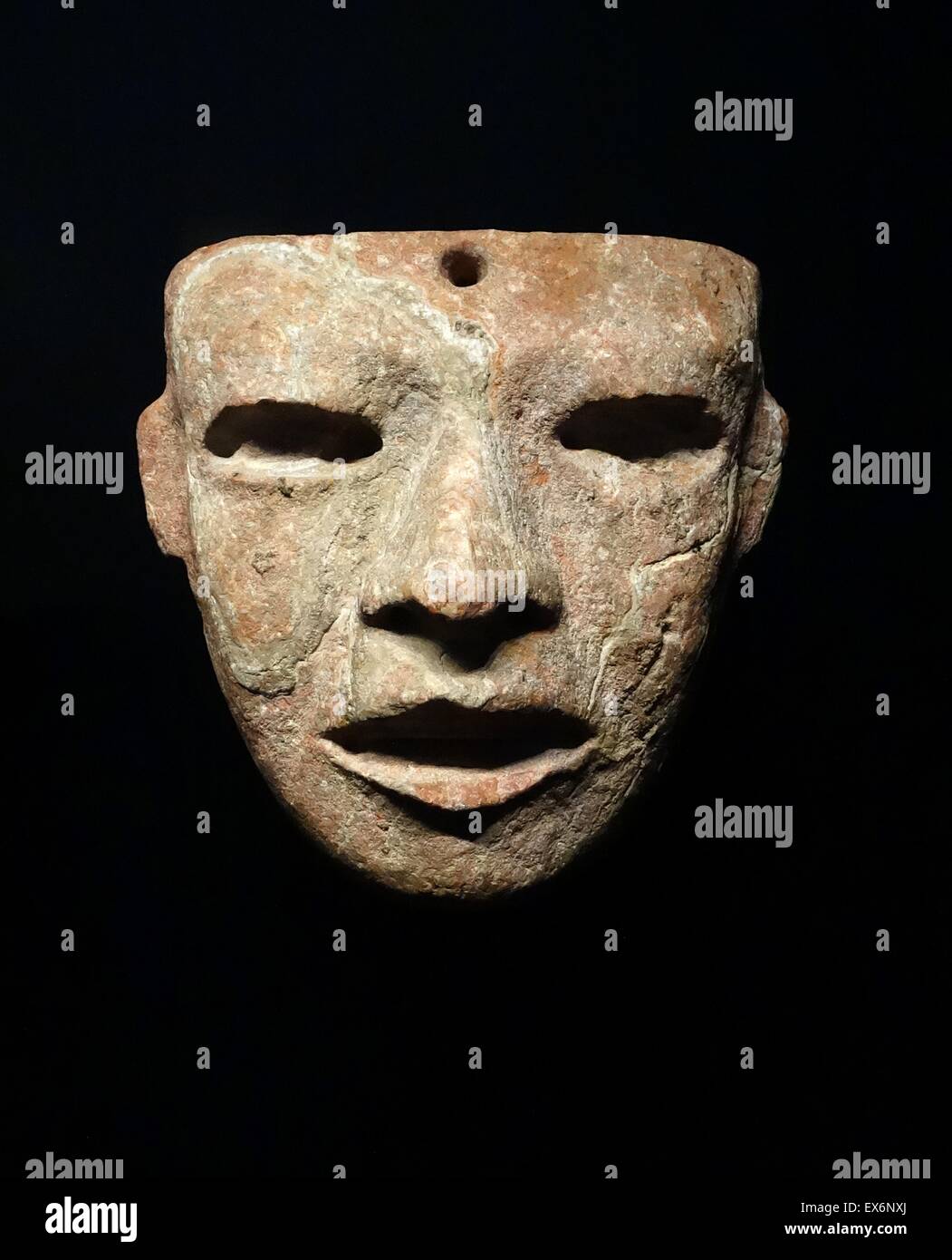 Grünstein Maske eines mythischen Würdenträger Vorfahren oder Gefangenschaft aus Mexiko. 150 n. Chr. datiert Stockfoto