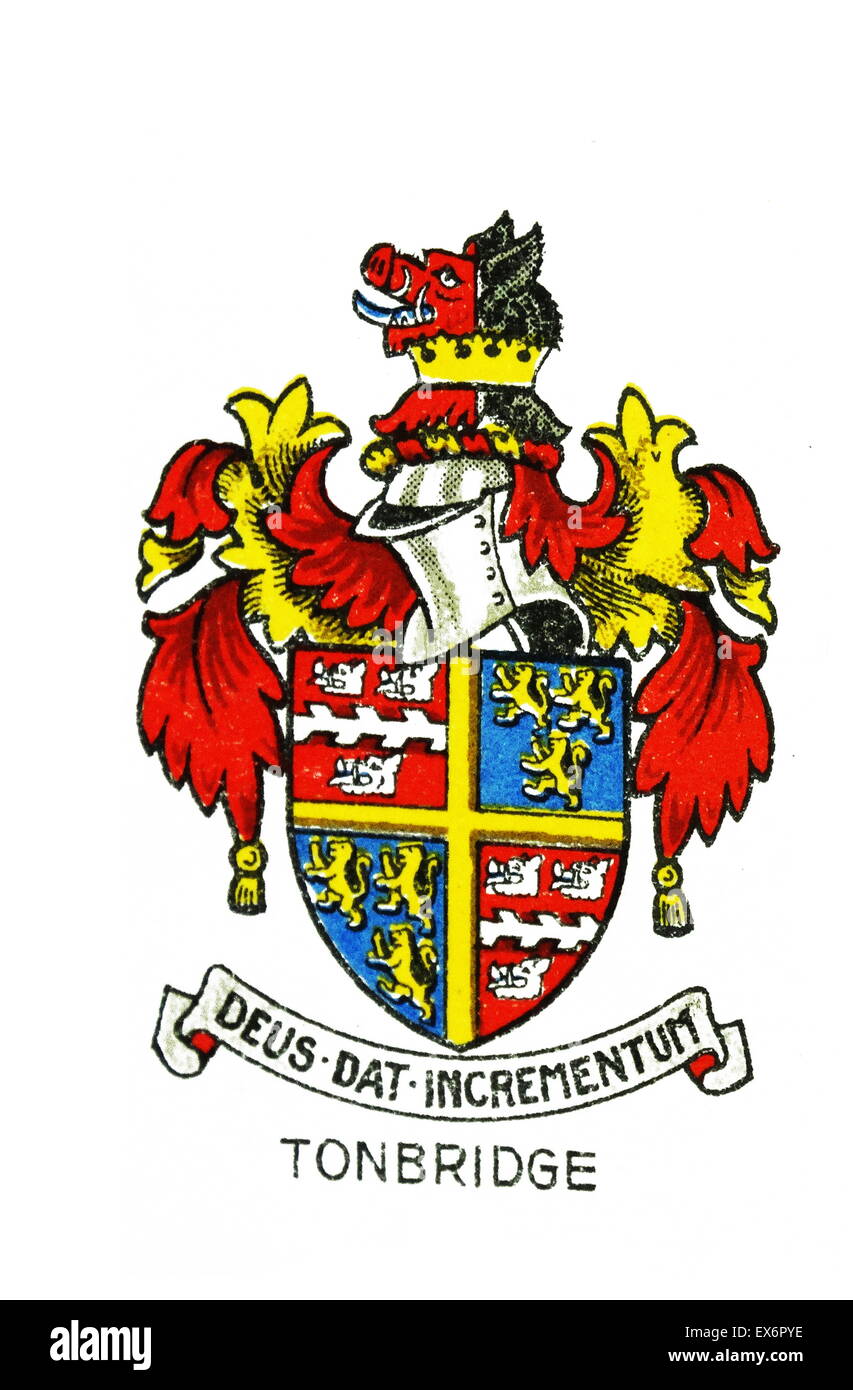 Emblem für Tonbridge School, Tonbridge, Kent, eine unabhängige Tag und Internat für Jungen. Es wurde im Jahre 1553 von Sir Andrew Judd gegründet. Stockfoto
