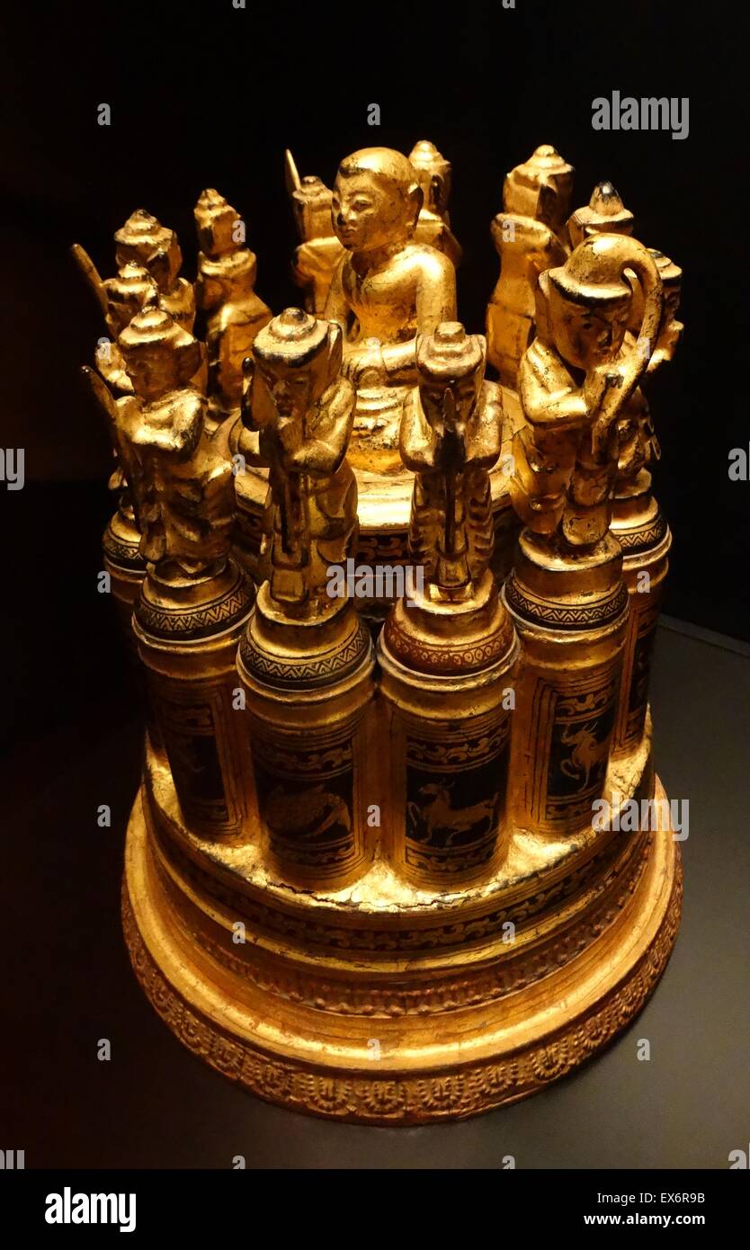 Medizin-Pulver Box im Mandalay-Stil aus Myanmar, jetzt bekannt als, Burma. Vom Anfang des 19. Jahrhunderts Stockfoto